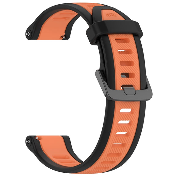 For Amazfit Pop 20mm Two-Color Textured Silicone Watch Band(Orange+Black)