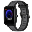 For Amazfit Pop 20mm Two-Color Textured Silicone Watch Band(Grey+Black) - Watch Bands by PMC TechLife | Online Shopping South Africa | PMC TechLife
