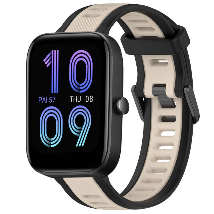 For Amazfit Bip 3 20mm Two-Color Textured Silicone Watch Band(Starlight + Black)