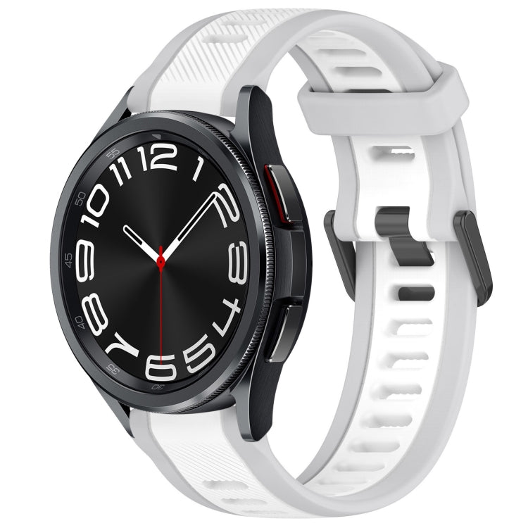For Samsung Galaxy Watch 6 Classic 43mm 20mm Two Color Textured Silicone Watch Band(White+Grey)