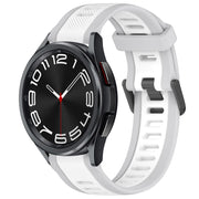 For Samsung Galaxy Watch 6 Classic 43mm 20mm Two Color Textured Silicone Watch Band(White+Grey)