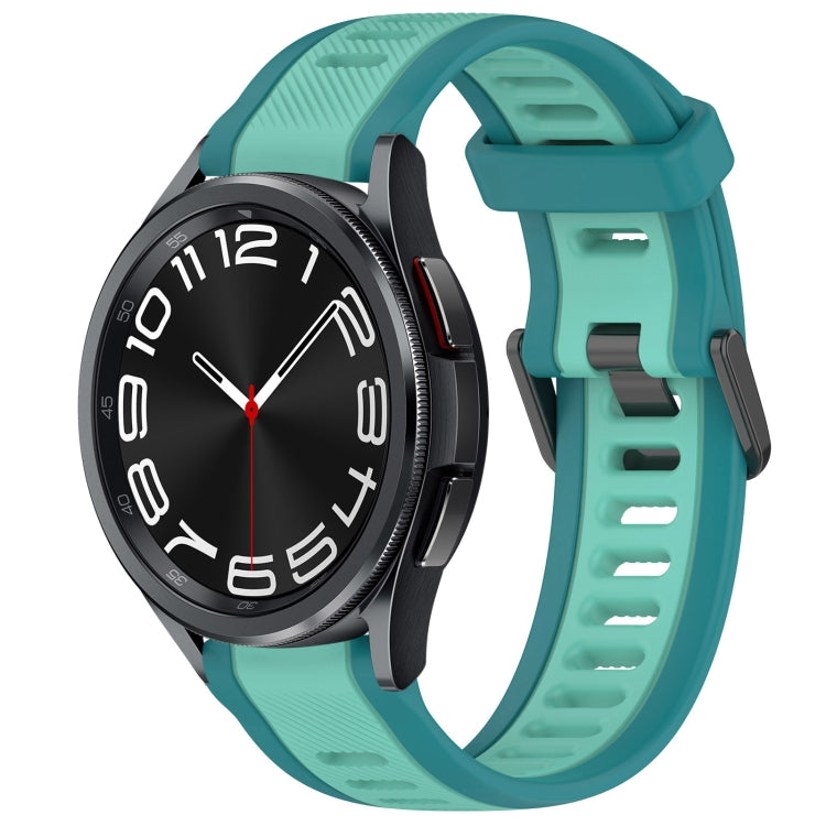 For Samsung Galaxy Watch 6 Classic 43mm 20mm Two Color Textured Silicone Watch Band(Teal)
