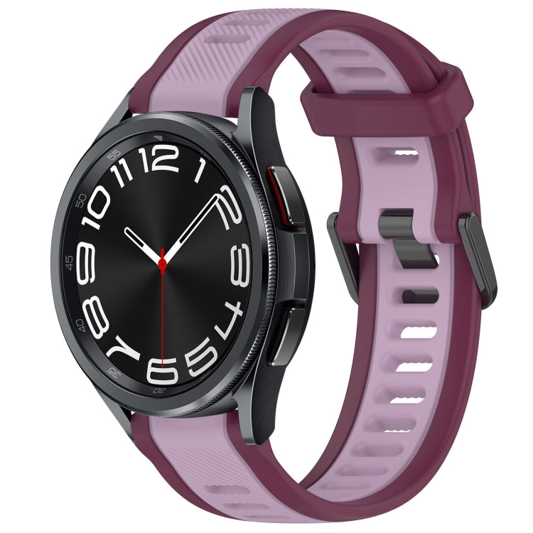 For Samsung Galaxy Watch 6 Classic 43mm 20mm Two Color Textured Silicone Watch Band(Purple)
