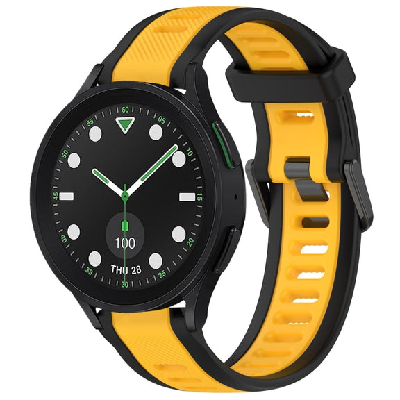 For Samsung Galaxy watch 5 Golf Edition 20mm Two Color Textured Silicone Watch Band(Yellow+Black)