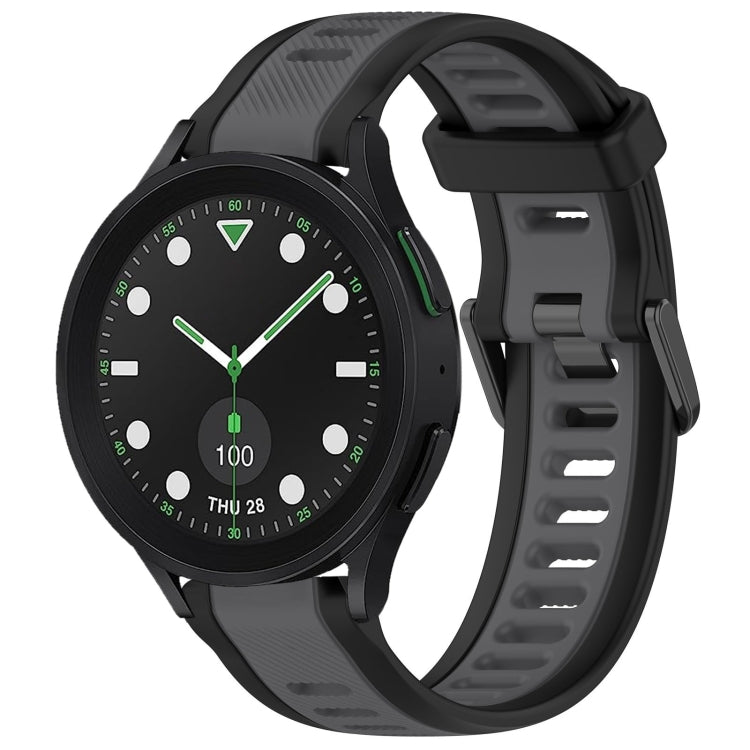 For Samsung Galaxy watch 5 Golf Edition 20mm Two Color Textured Silicone Watch Band(Grey+Black)