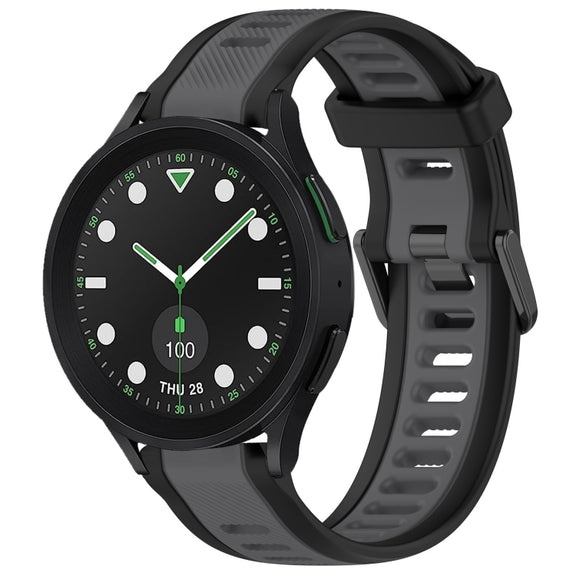 For Samsung Galaxy watch 5 Golf Edition 20mm Two Color Textured Silicone Watch Band(Grey+Black)