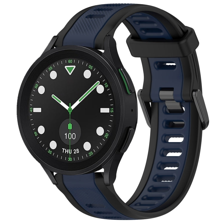 For Samsung Galaxy watch 5 Golf Edition 20mm Two Color Textured Silicone Watch Band(Midnight Blue+Black)