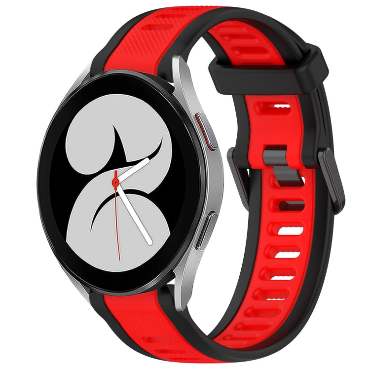 For Samsung Galaxy Watch 4 40mm 20mm Two Color Textured Silicone Watch Band(Red+Black)
