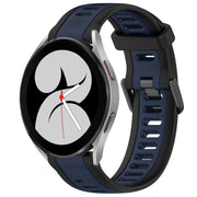 For Samsung Galaxy Watch 4 40mm 20mm Two Color Textured Silicone Watch Band(Midnight Blue+Black)