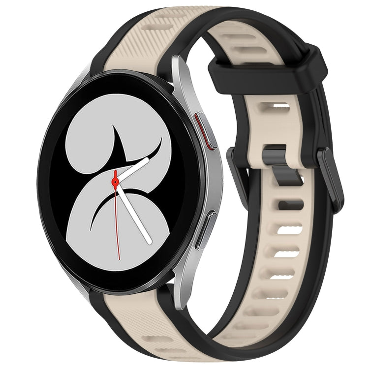 For Samsung Galaxy Watch 4 40mm 20mm Two Color Textured Silicone Watch Band(Starlight + Black)