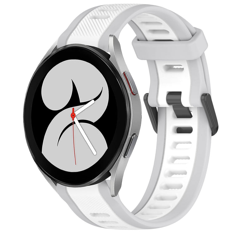 For Samsung Galaxy Watch 4 40mm 20mm Two Color Textured Silicone Watch Band(White+Grey)