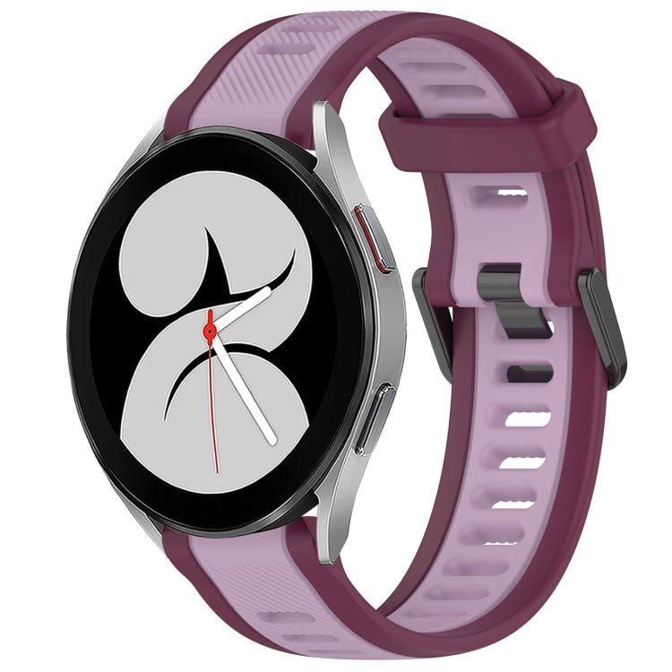 For Samsung Galaxy Watch 4 40mm 20mm Two Color Textured Silicone Watch Band(Purple)