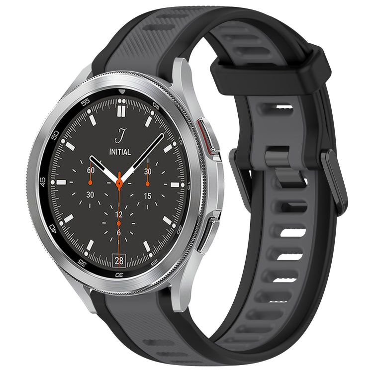 For Samsung  Galaxy Watch 4 Classic 46mm 20mm Two Color Textured Silicone Watch Band(Grey+Black)