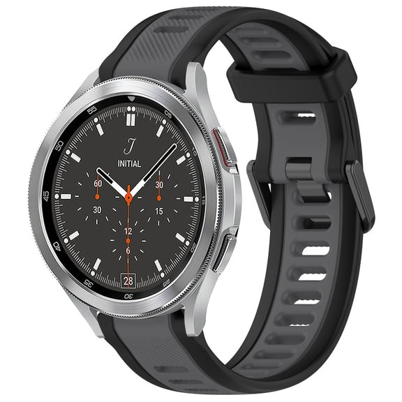 For Samsung  Galaxy Watch 4 Classic 46mm 20mm Two Color Textured Silicone Watch Band(Grey+Black)