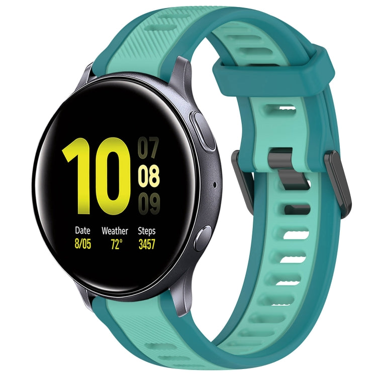 For Samsung Galaxy Watch Active 2 40mm 20mm Two Color Textured Silicone Watch Band(Teal)