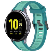For Samsung Galaxy Watch Active 2 40mm 20mm Two Color Textured Silicone Watch Band(Teal)