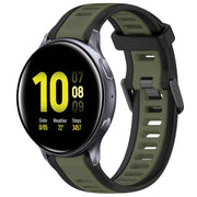 For Samsung Galaxy Watch Active 2 44mm 20mm Two Color Textured Silicone Watch Band(Green+Black)