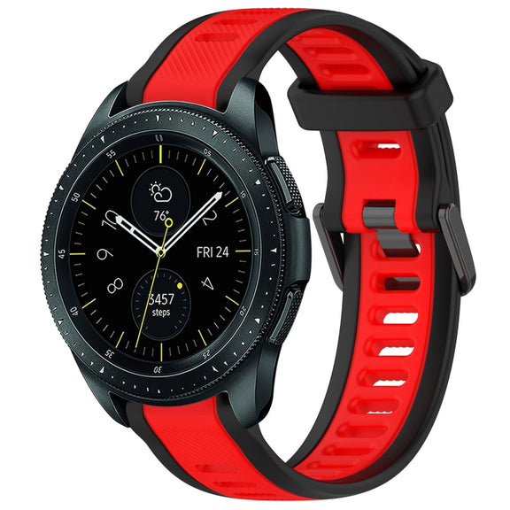 For Samsung Galaxy Watch 42mm 20mm Two Color Textured Silicone Watch Band(Red+Black)