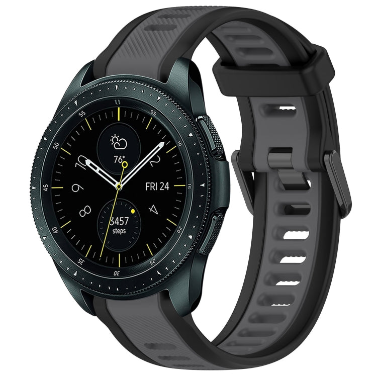 For Samsung Galaxy Watch 42mm 20mm Two Color Textured Silicone Watch Band(Grey+Black)