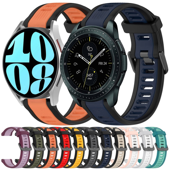 For Samsung Galaxy Watch 5 Pro  45mm 20mm Two Color Textured Silicone Watch Band(Orange+Black)