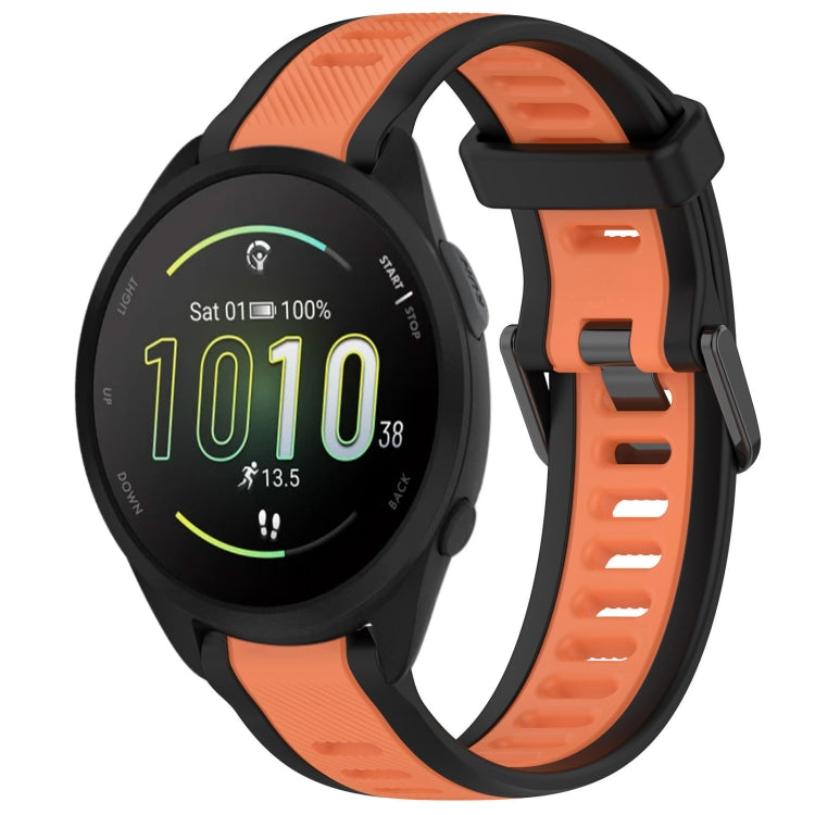 For Garmin Forerunner 165 20mm Two Color Textured Silicone Watch Band(Orange+Black)
