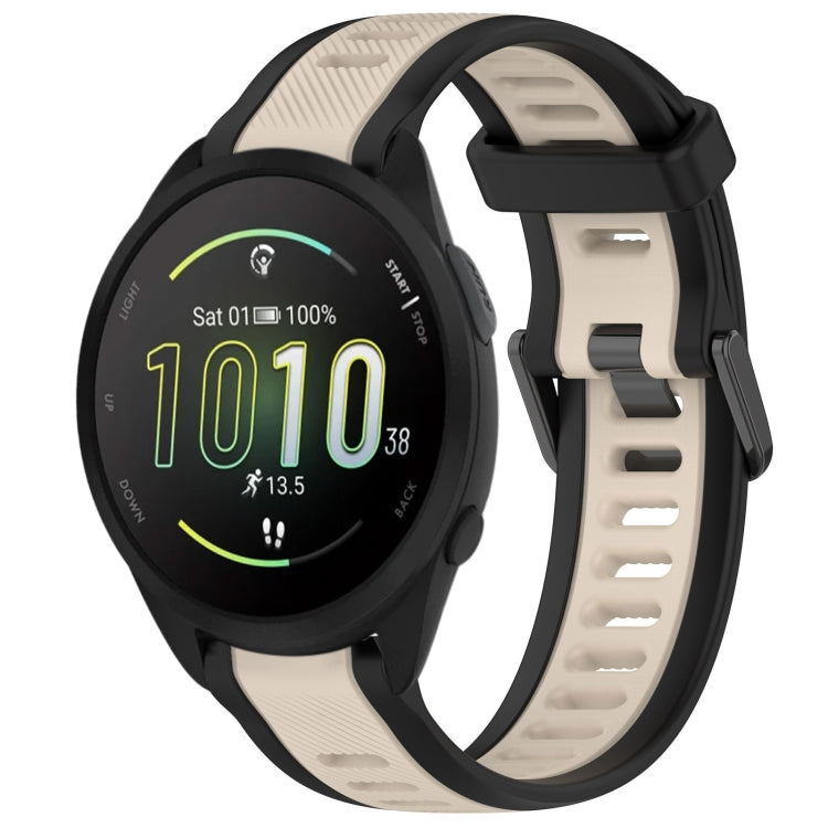 For Garmin Forerunner 165 20mm Two Color Textured Silicone Watch Band(Starlight + Black)