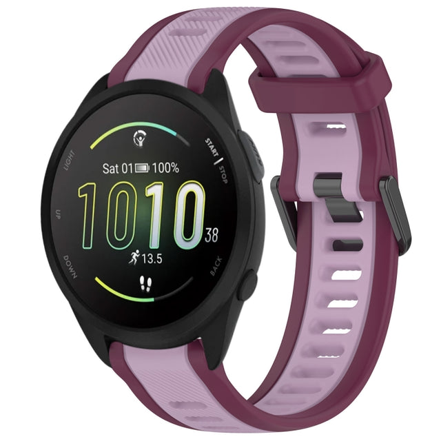 For Garmin Forerunner 165 20mm Two Color Textured Silicone Watch Band(Purple)