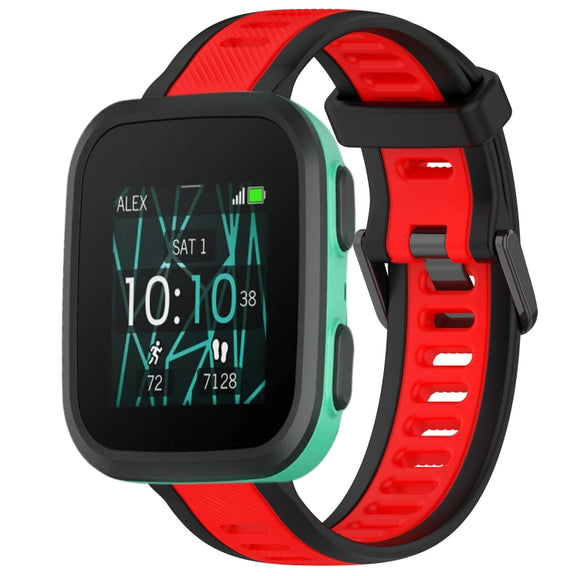 For Garmin Bounce 20mm Two Color Textured Silicone Watch Band(Red+Black)