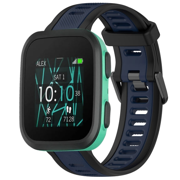 For Garmin Bounce 20mm Two Color Textured Silicone Watch Band(Midnight Blue+Black)