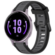 For Garmin Active 5 20mm Two Color Textured Silicone Watch Band(Grey+Black)