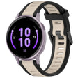 For Garmin Active 5 20mm Two Color Textured Silicone Watch Band(Starlight + Black) - Watch Bands by PMC TechLife | Online Shopping South Africa | PMC TechLife