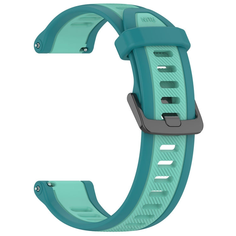 For Garmin Active 5 20mm Two Color Textured Silicone Watch Band(Teal)