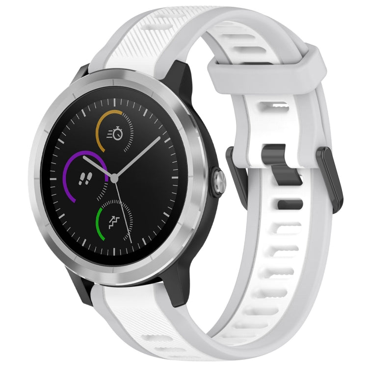 For Garmin Vivoactive 3 20mm Two Color Textured Silicone Watch Band(White+Grey)
