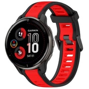 For Garmin Venu 2 Plus 20mm Two Color Textured Silicone Watch Band(Red+Black)
