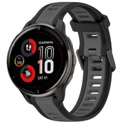For Garmin Venu 2 Plus 20mm Two Color Textured Silicone Watch Band(Grey+Black)