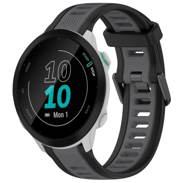 For Garmin Forerunner 55 20mm Two Color Textured Silicone Watch Band(Grey+Black)