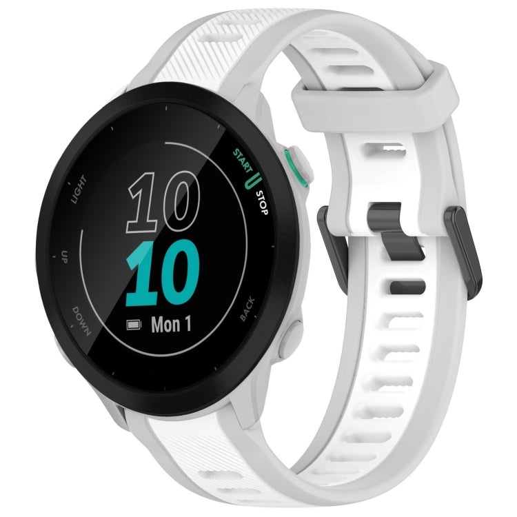 For Garmin Forerunner 55 20mm Two Color Textured Silicone Watch Band(White+Grey)