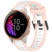 For Garmin Venu 20mm Two Color Textured Silicone Watch Band(White+Pink)