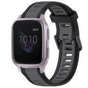 For Garmin Venu SQ 20mm Two Color Textured Silicone Watch Band(Grey+Black)