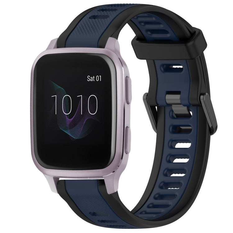 For Garmin Venu SQ 20mm Two Color Textured Silicone Watch Band(Midnight Blue+Black)