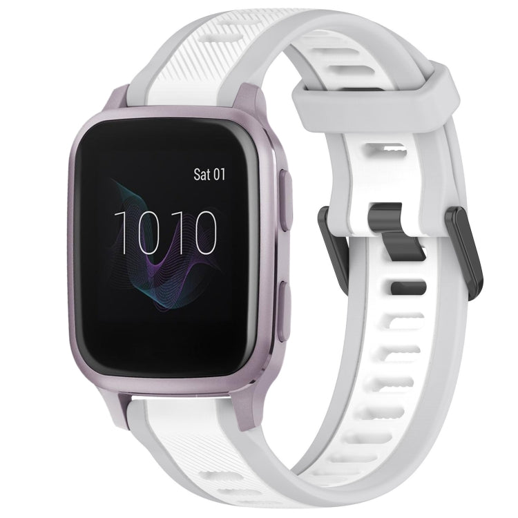 For Garmin Venu SQ 20mm Two Color Textured Silicone Watch Band(White+Grey)
