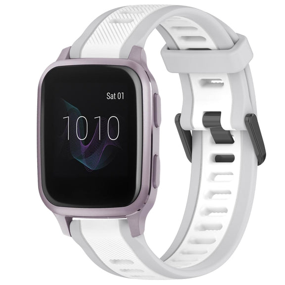 For Garmin Venu SQ 20mm Two Color Textured Silicone Watch Band(White+Grey)
