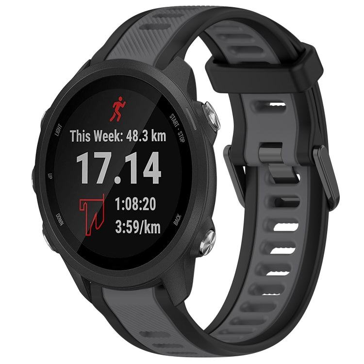 For Garmin Forerunner 245 / 245 Music 20mm Two Color Textured Silicone Watch Band(Grey+Black)