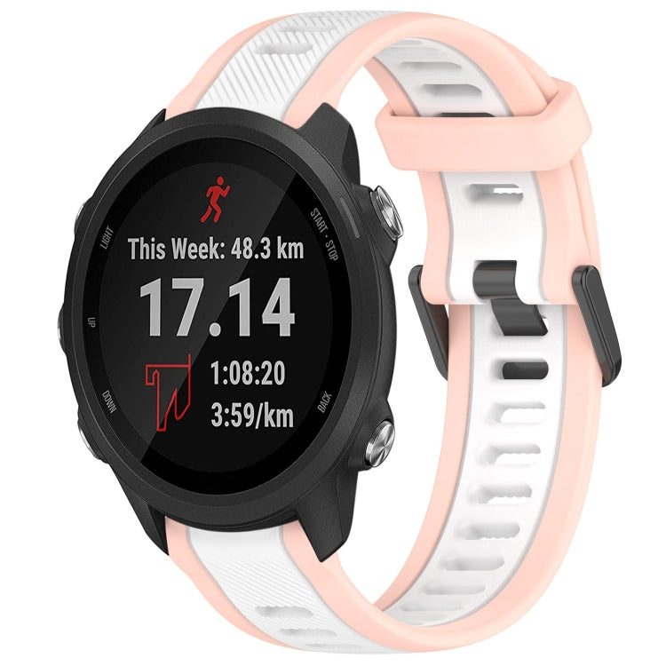 For Garmin Forerunner 245 / 245 Music 20mm Two Color Textured Silicone Watch Band(White+Pink)