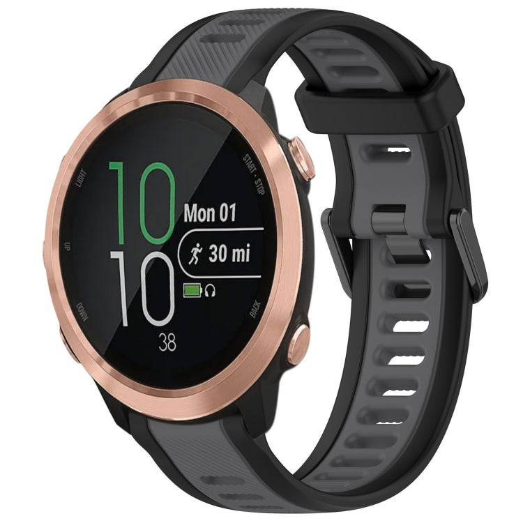 For Garmin Forerunner 645 / 645 Music 20mm Two Color Textured Silicone Watch Band(Grey+Black)