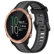 For Garmin Forerunner 645 / 645 Music 20mm Two Color Textured Silicone Watch Band(Grey+Black)