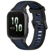 For Garmin Forerunner Sq2 / Sq2 Music 20mm Two Color Textured Silicone Watch Band(Midnight Blue+Black)