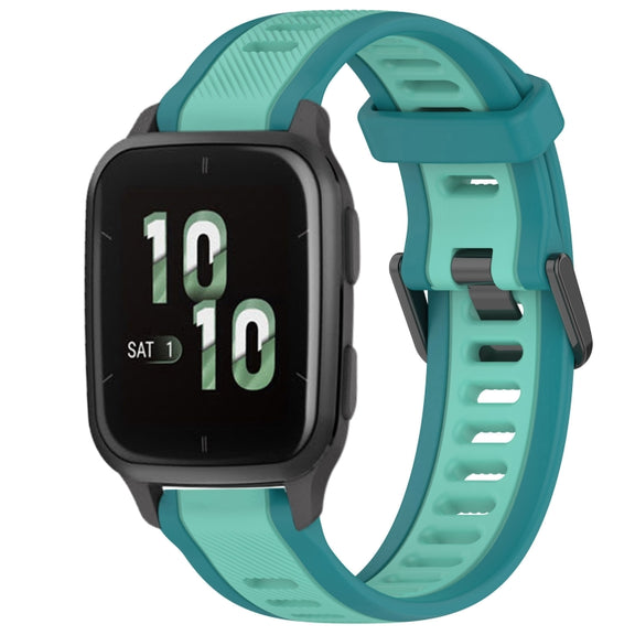 For Garmin Forerunner Sq2 / Sq2 Music 20mm Two Color Textured Silicone Watch Band(Teal)