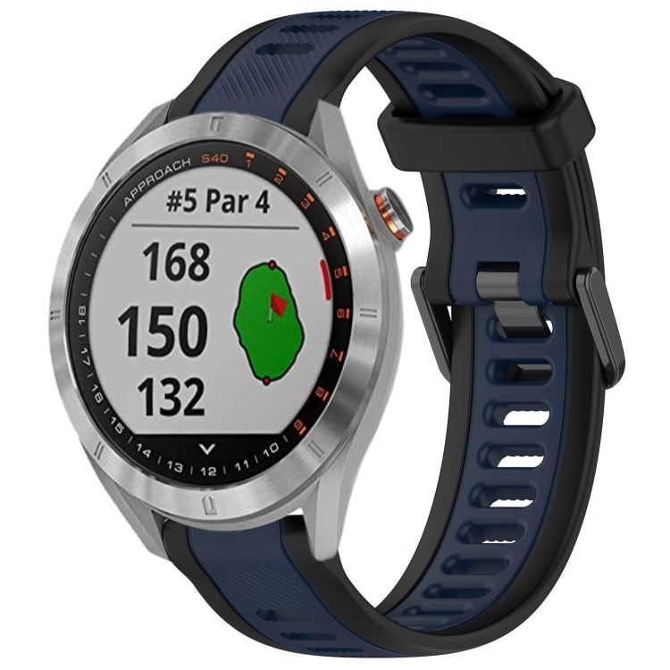 For Garmin Approach S40 20mm Two Color Textured Silicone Watch Band(Midnight Blue+Black)