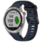 For Garmin Approach S40 20mm Two Color Textured Silicone Watch Band(Midnight Blue+Black)